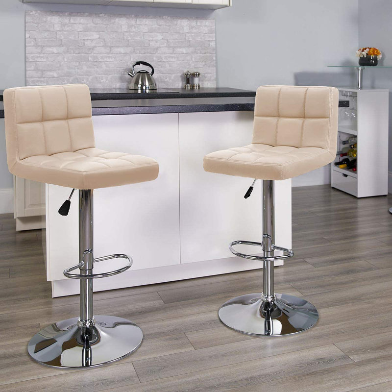 Orren Ellis Renea Swivel Upholstered Adjustable Height Counter Stool
